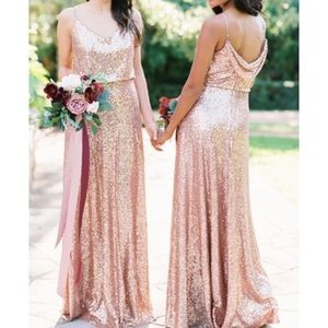 Rose gold sequin formal dress, 4P